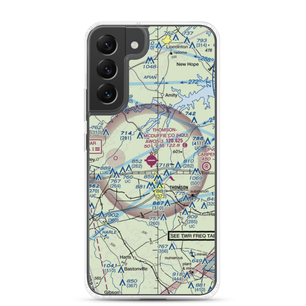 Thomson-McDuffie County Airport (HQU) VFR Sectional Samsung Case Samsung Galaxy S22 Plus model shown