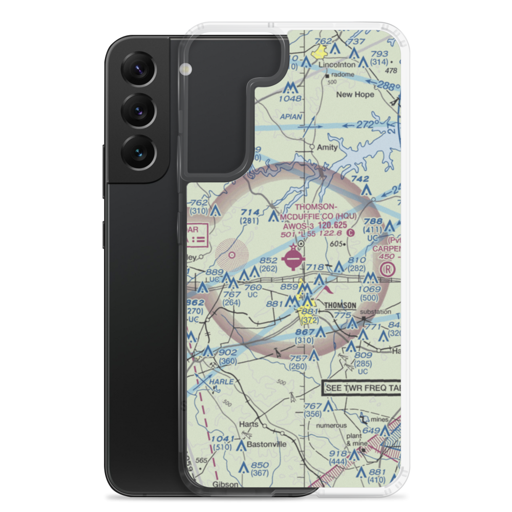 Thomson-McDuffie County Airport (HQU) VFR Sectional Samsung Case Samsung Galaxy S22 Plus model shown