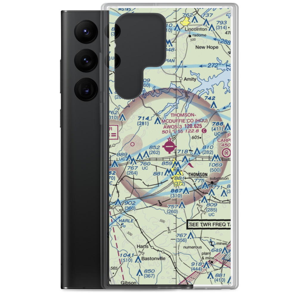 Thomson-McDuffie County Airport (HQU) VFR Sectional Samsung Case Samsung Galaxy S22 Ultra model shown