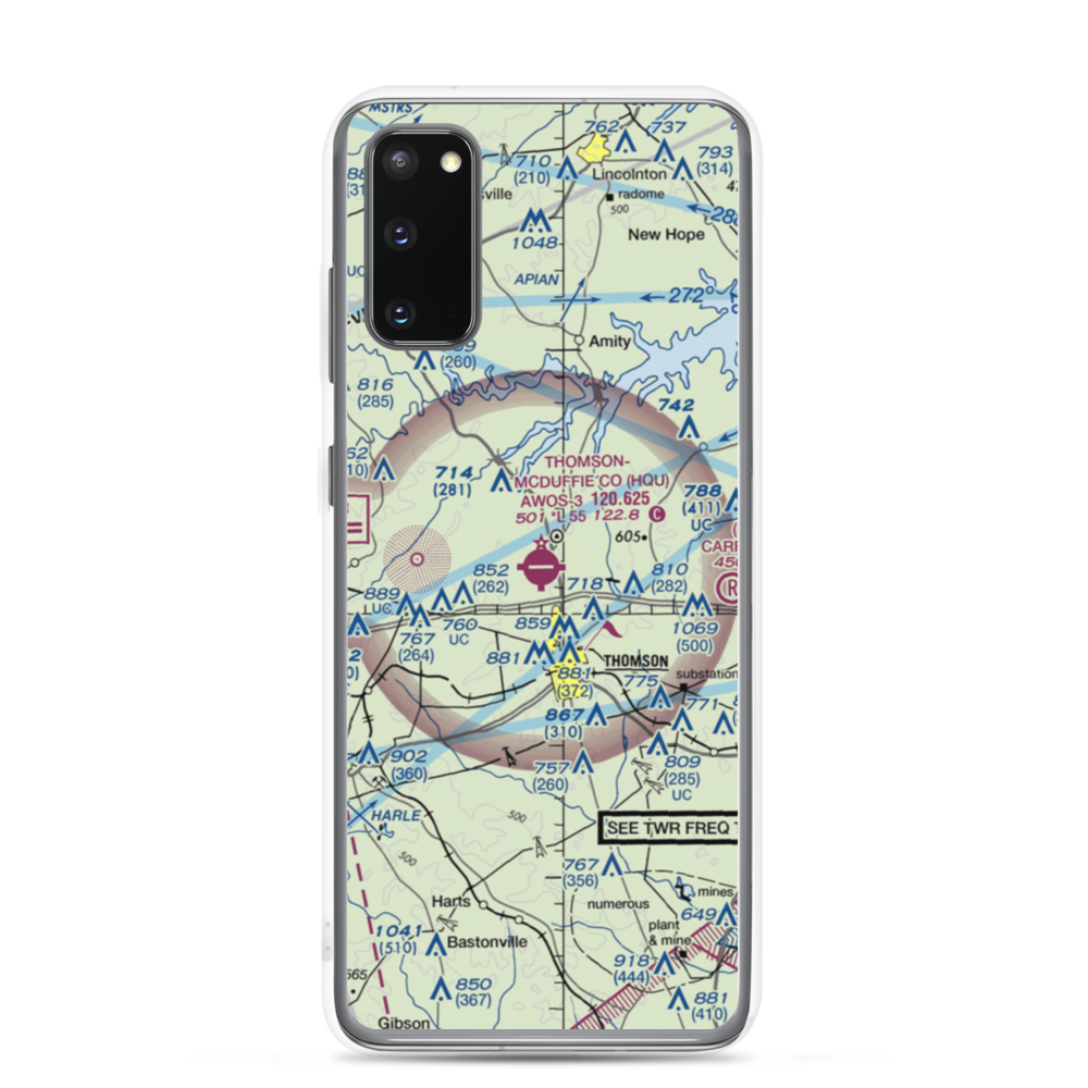 Thomson-McDuffie County Airport (HQU) VFR Sectional Samsung Case Samsung Galaxy S20 model shown