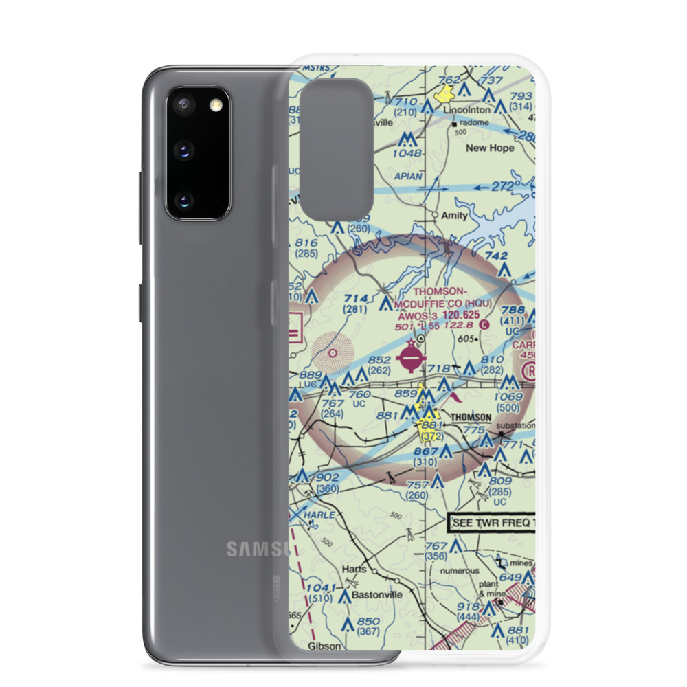 Thomson-McDuffie County Airport (HQU) VFR Sectional Samsung Case Samsung Galaxy S20 model shown