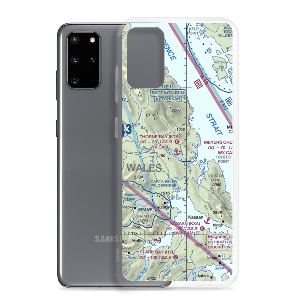 Thorne Bay Seaplane Base (KTB) VFR Sectional Samsung Case Samsung Galaxy S20 Plus model shown