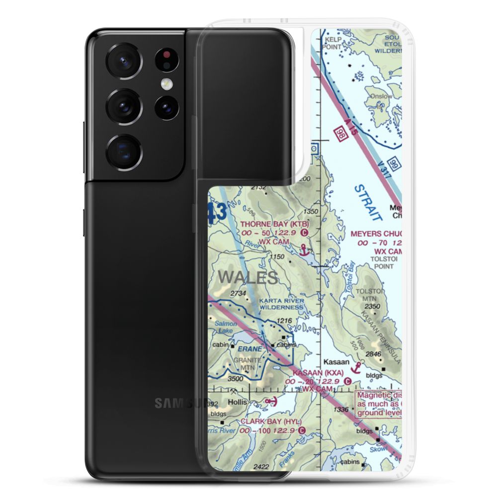 Thorne Bay Seaplane Base (KTB) VFR Sectional Samsung Case Samsung Galaxy S21 Ultra model shown