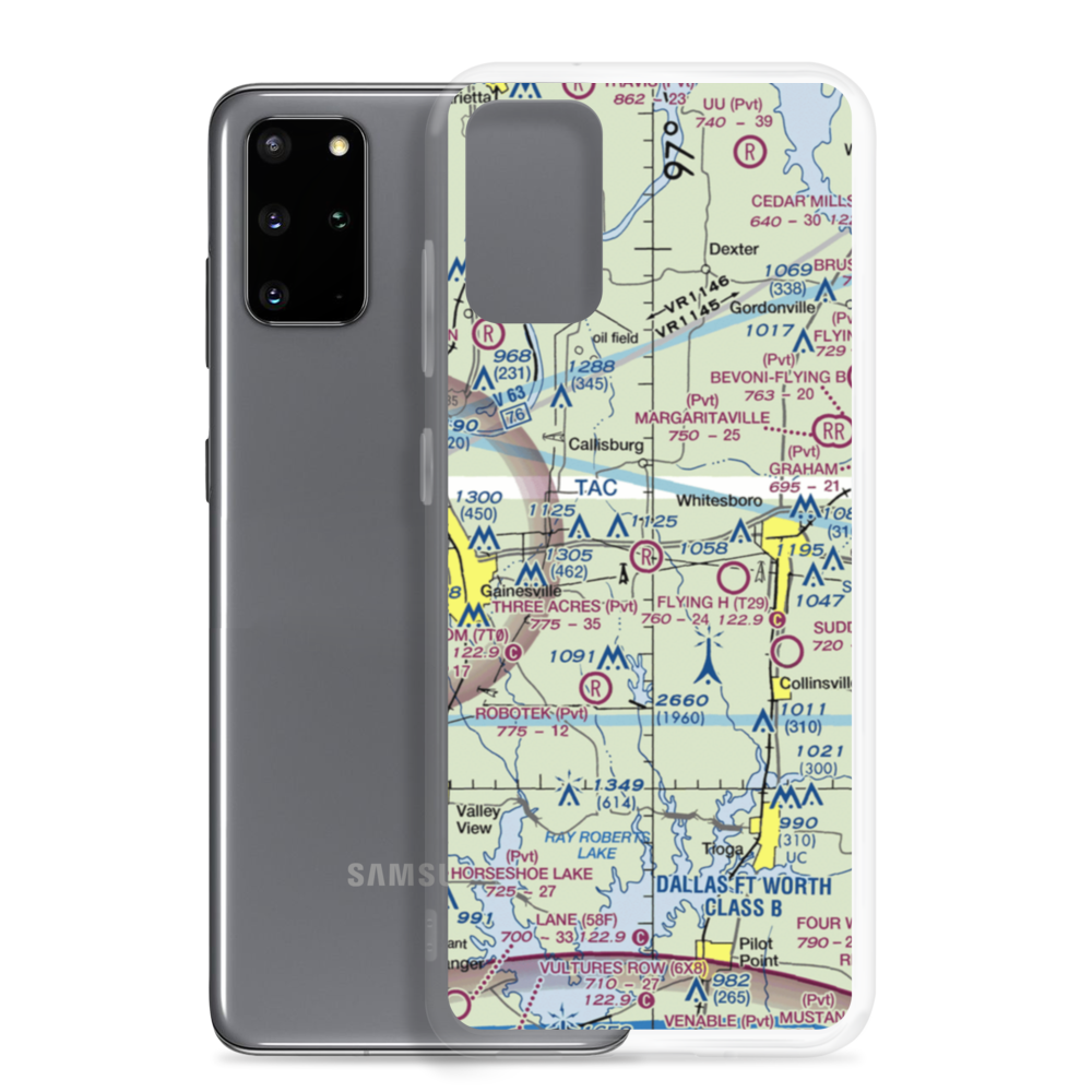 Three Acres Airport (80XS) VFR Sectional Samsung Case Samsung Galaxy S20 Plus model shown