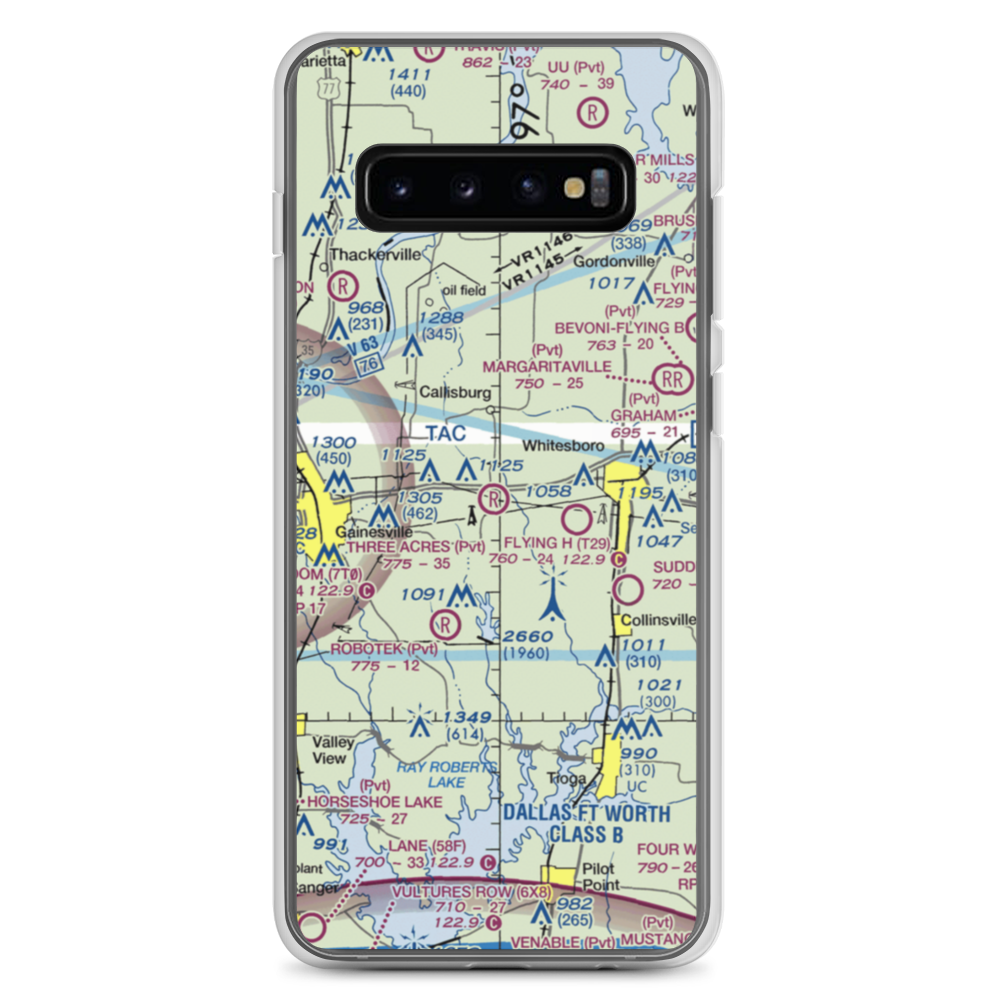 Three Acres Airport (80XS) VFR Sectional Samsung Case Samsung Galaxy S10+ model shown