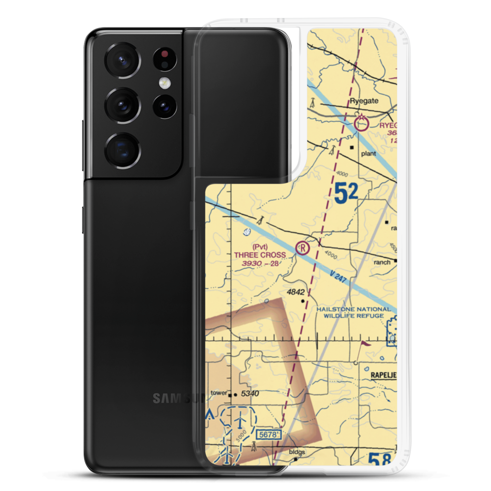 Three Cross Ranch Airport (3MT3) VFR Sectional Samsung Case Samsung Galaxy S21 Ultra model shown