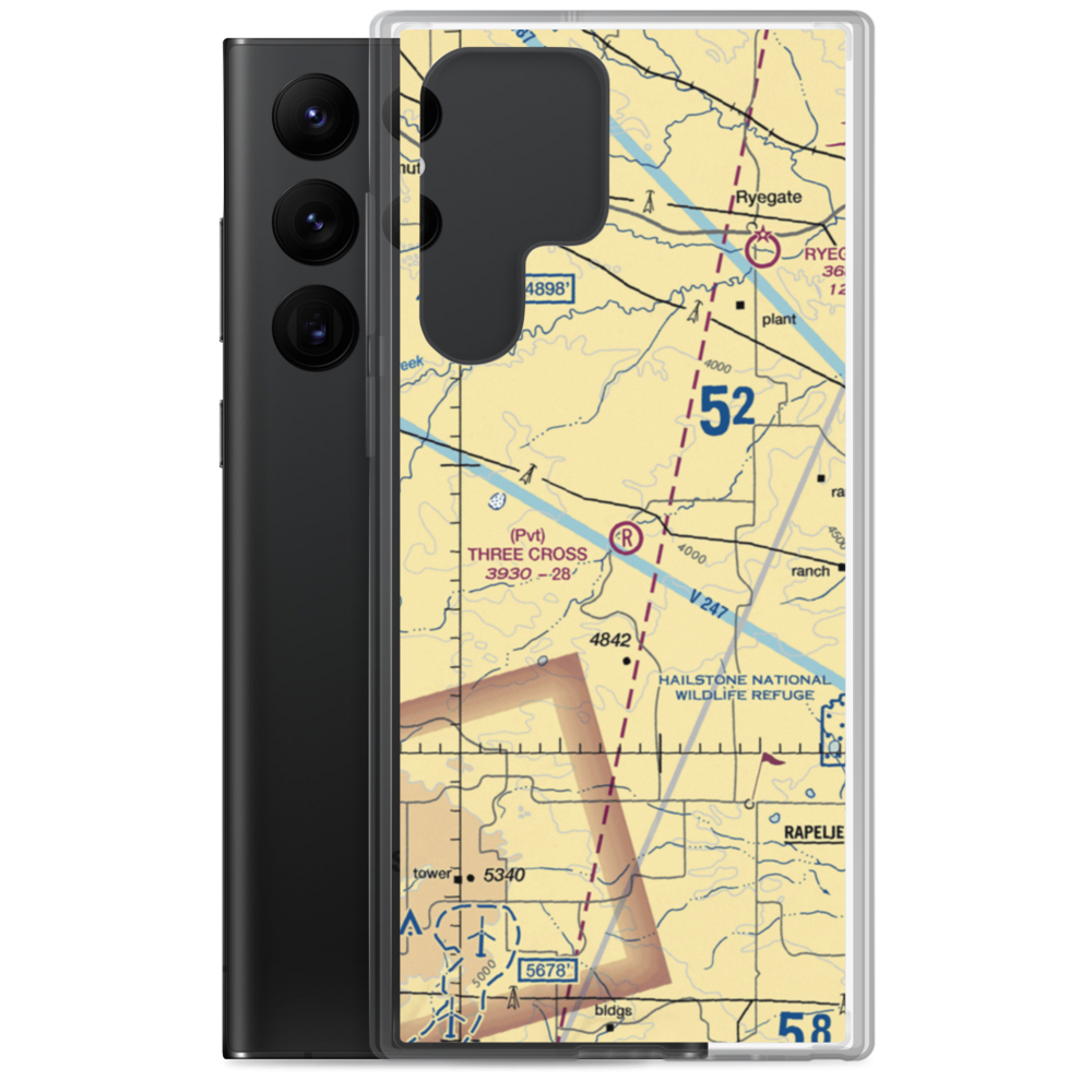 Three Cross Ranch Airport (3MT3) VFR Sectional Samsung Case Samsung Galaxy S22 Ultra model shown