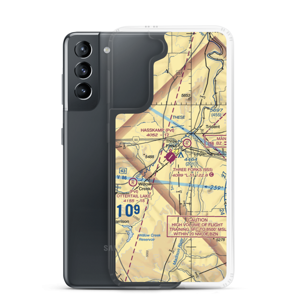 Three Forks Airport (9S5) VFR Sectional Samsung Case Samsung Galaxy S21 model shown
