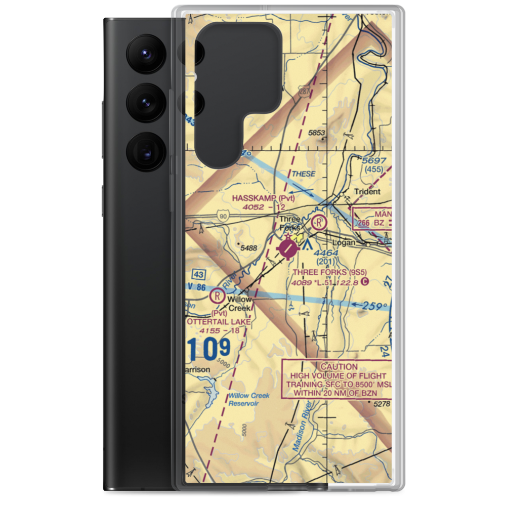 Three Forks Airport (9S5) VFR Sectional Samsung Case Samsung Galaxy S22 Ultra model shown