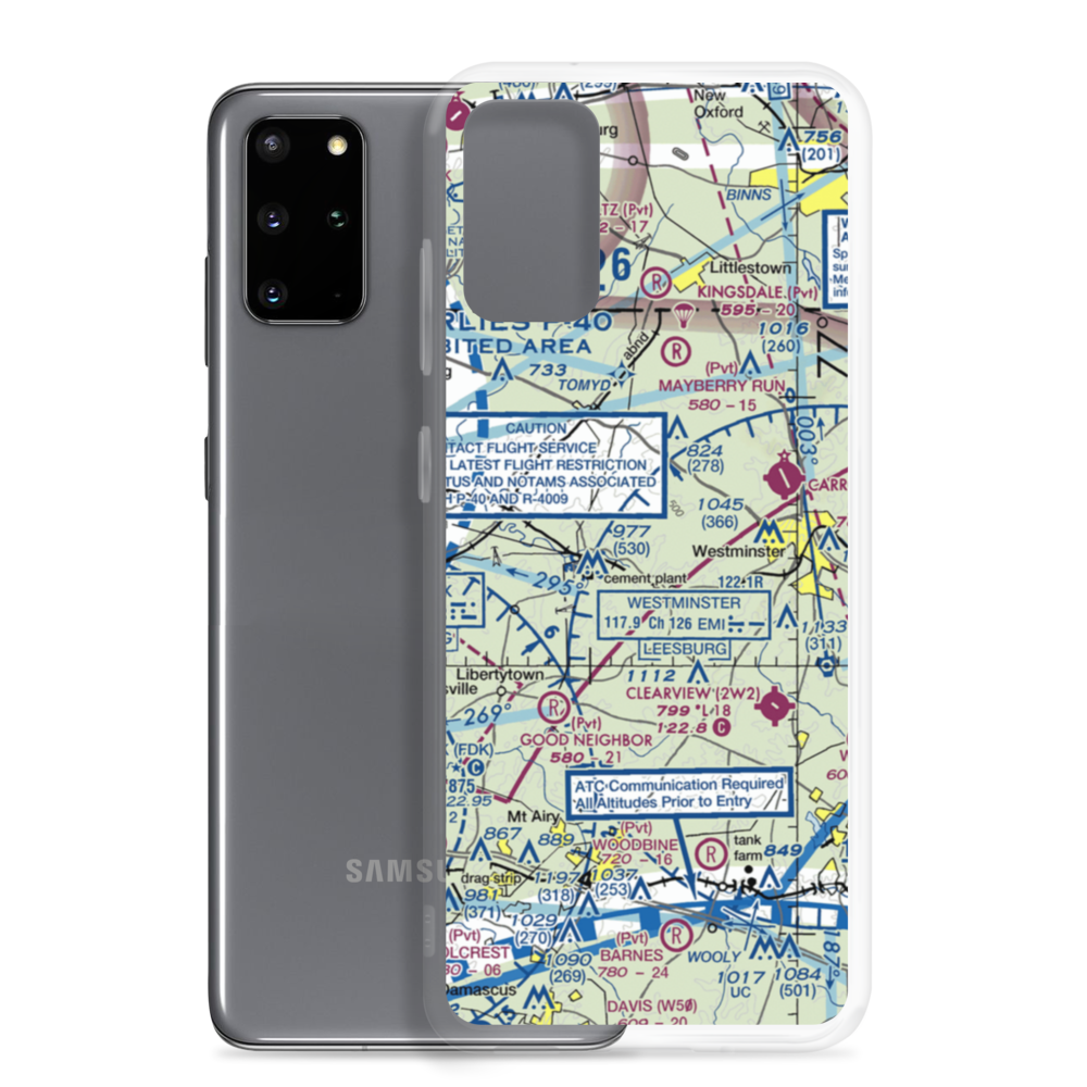 Three J Airport (MD56) VFR Sectional Samsung Case Samsung Galaxy S20 Plus model shown