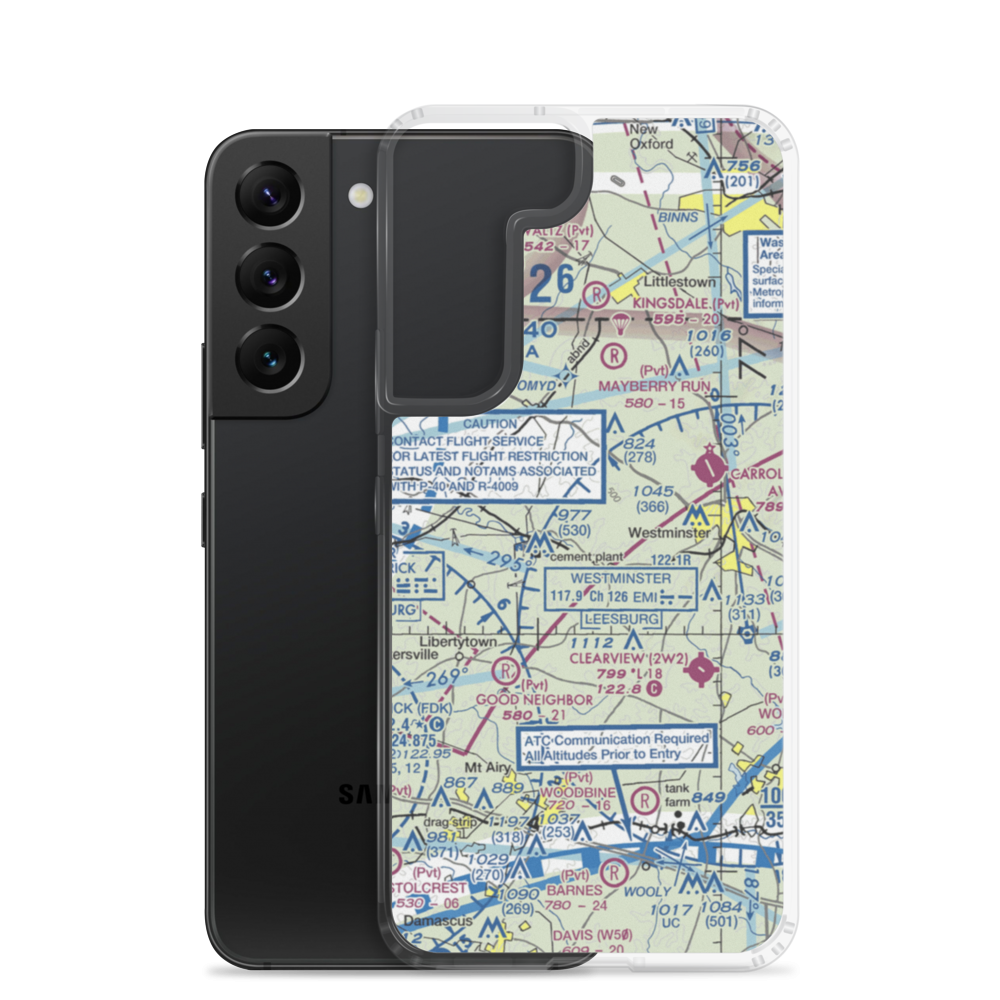 Three J Airport (MD56) VFR Sectional Samsung Case Samsung Galaxy S22 model shown