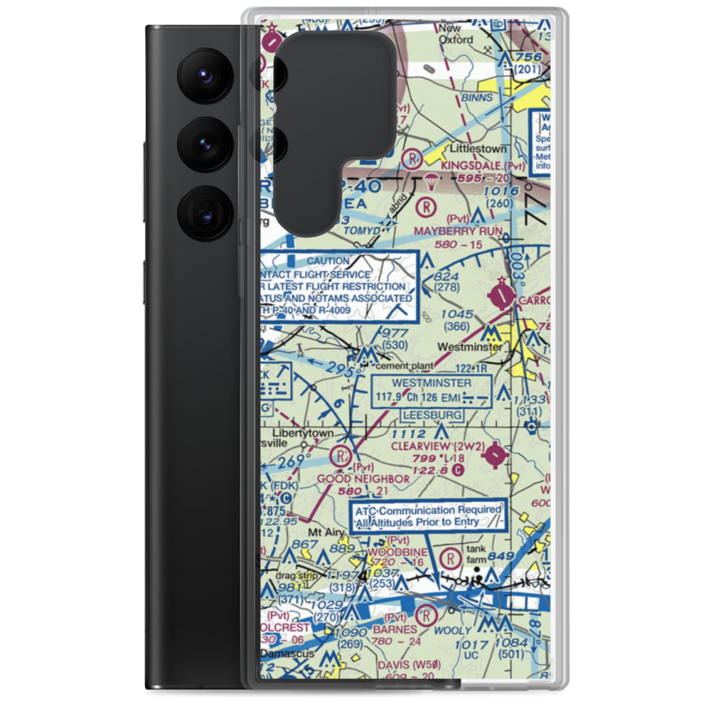 Three J Airport (MD56) VFR Sectional Samsung Case Samsung Galaxy S22 Ultra model shown