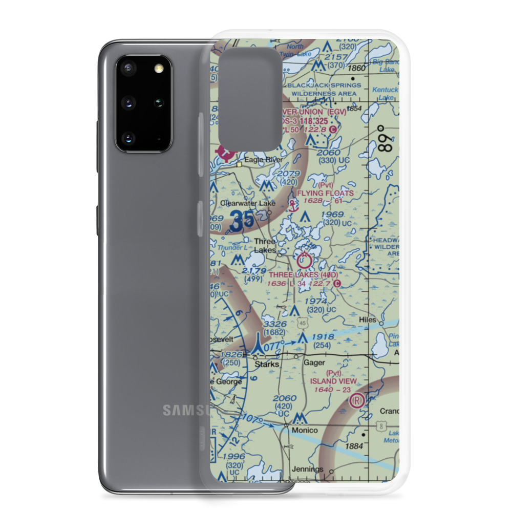 Three Lakes Municipal Airport (40D) VFR Sectional Samsung Case Samsung Galaxy S20 Plus model shown