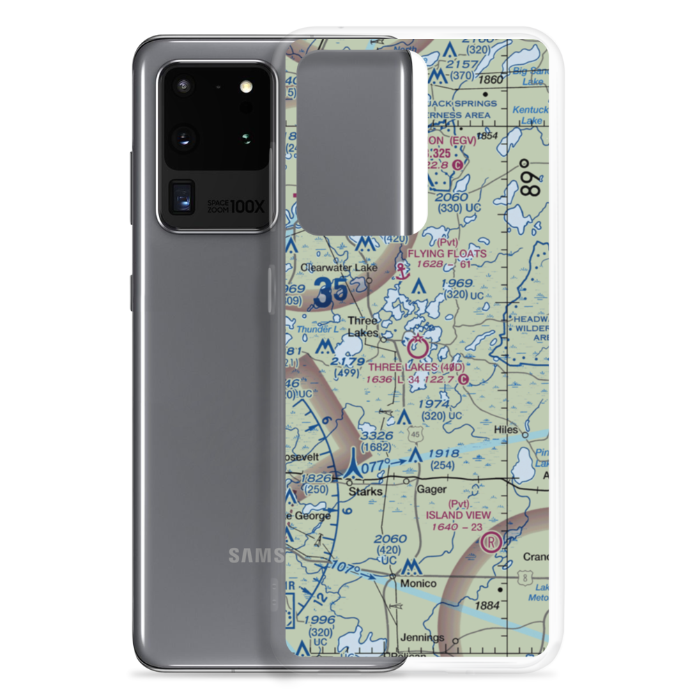 Three Lakes Municipal Airport (40D) VFR Sectional Samsung Case Samsung Galaxy S20 Ultra model shown