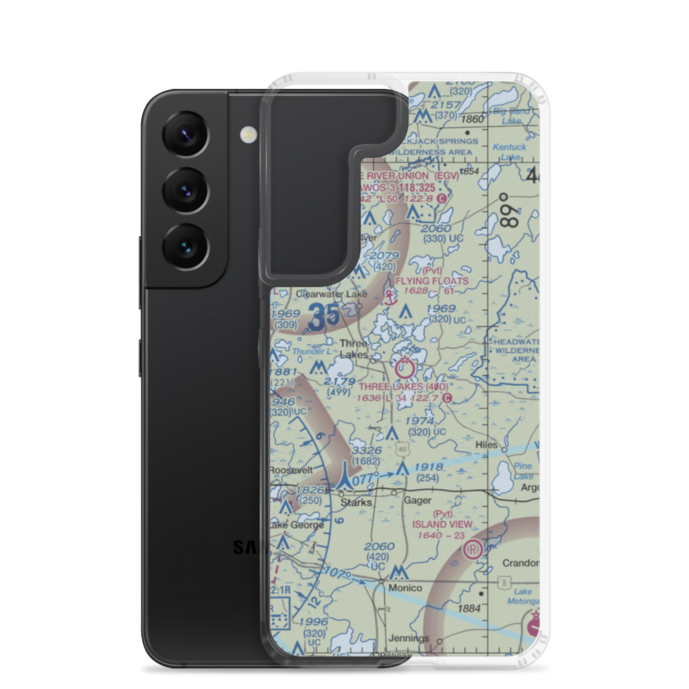 Three Lakes Municipal Airport (40D) VFR Sectional Samsung Case Samsung Galaxy S22 model shown