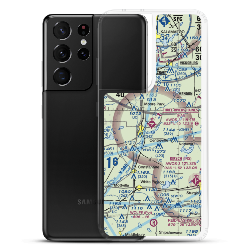 Three Rivers Municipal Dr Haines Airport (HAI) VFR Sectional Samsung Case Samsung Galaxy S21 Ultra model shown