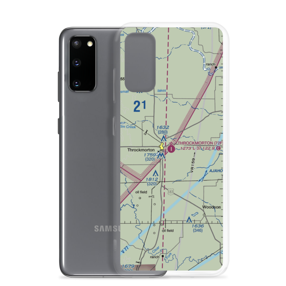 Throckmorton Municipal Airport (72F) VFR Sectional Samsung Case Samsung Galaxy S20 model shown