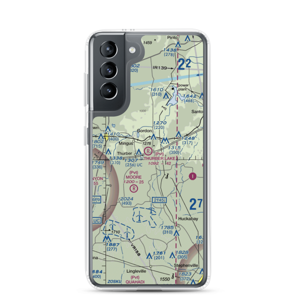 Thurber Lake Airport (24TX) VFR Sectional Samsung Case Samsung Galaxy S21 model shown
