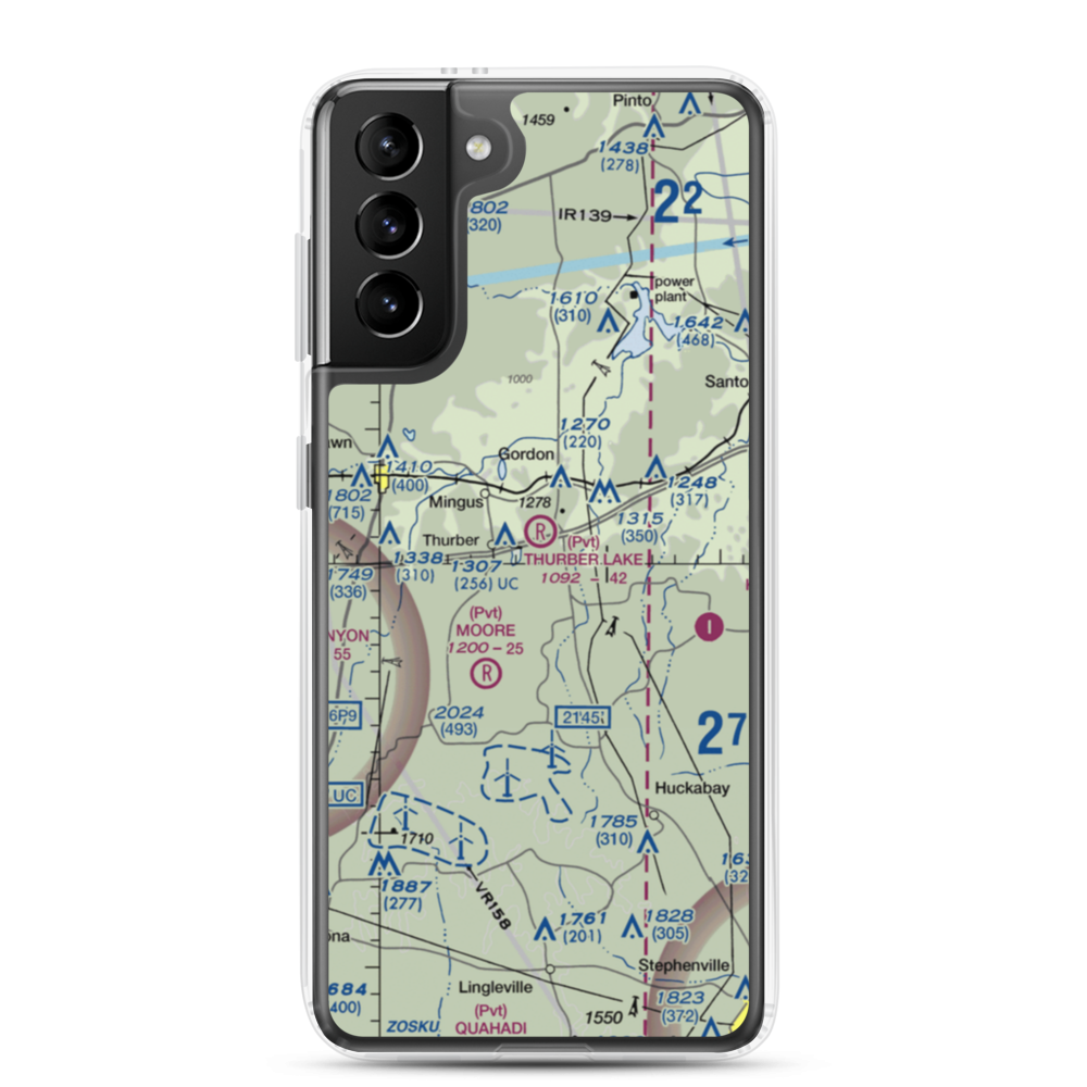 Thurber Lake Airport (24TX) VFR Sectional Samsung Case Samsung Galaxy S21 Plus model shown