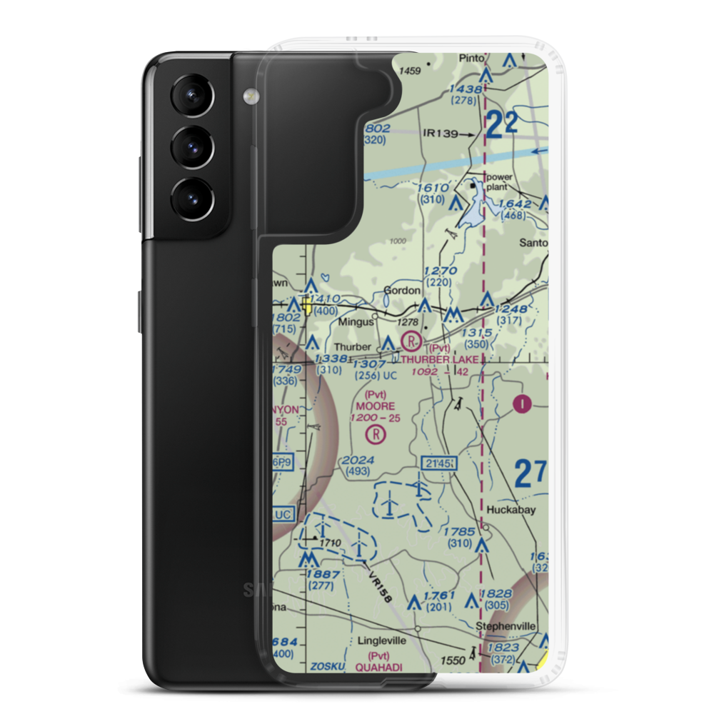 Thurber Lake Airport (24TX) VFR Sectional Samsung Case Samsung Galaxy S21 Plus model shown