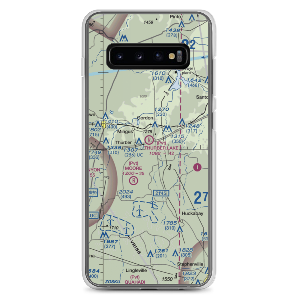 Thurber Lake Airport (24TX) VFR Sectional Samsung Case Samsung Galaxy S10+ model shown