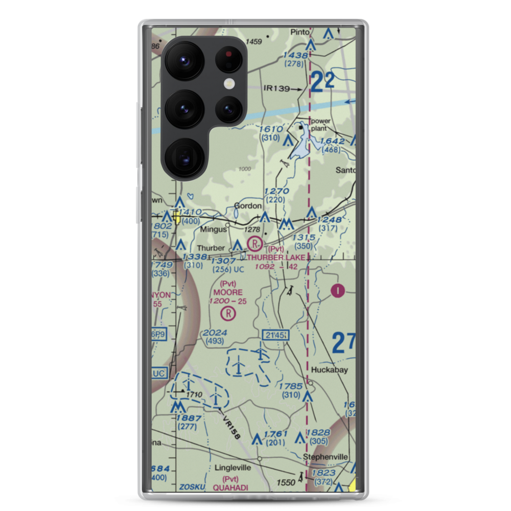 Thurber Lake Airport (24TX) VFR Sectional Samsung Case Samsung Galaxy S22 Ultra model shown