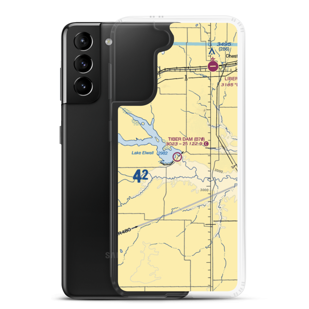 Tiber Dam Airport (B70) VFR Sectional Samsung Case Samsung Galaxy S21 Plus model shown
