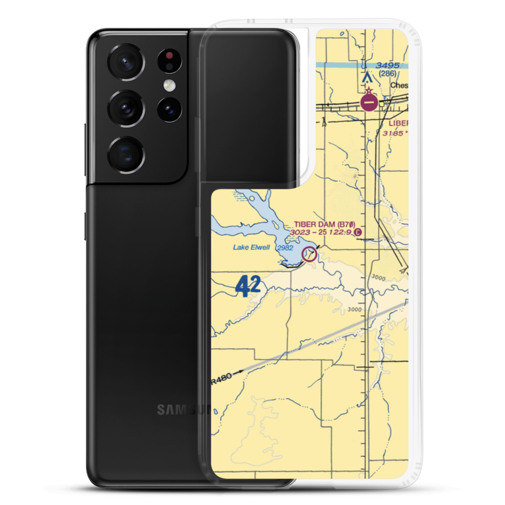 Tiber Dam Airport (B70) VFR Sectional Samsung Case Samsung Galaxy S21 Ultra model shown