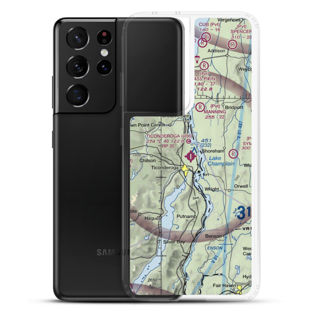 Ticonderoga Municipal Airport (4B6) VFR Sectional Samsung Case Samsung Galaxy S21 Ultra model shown