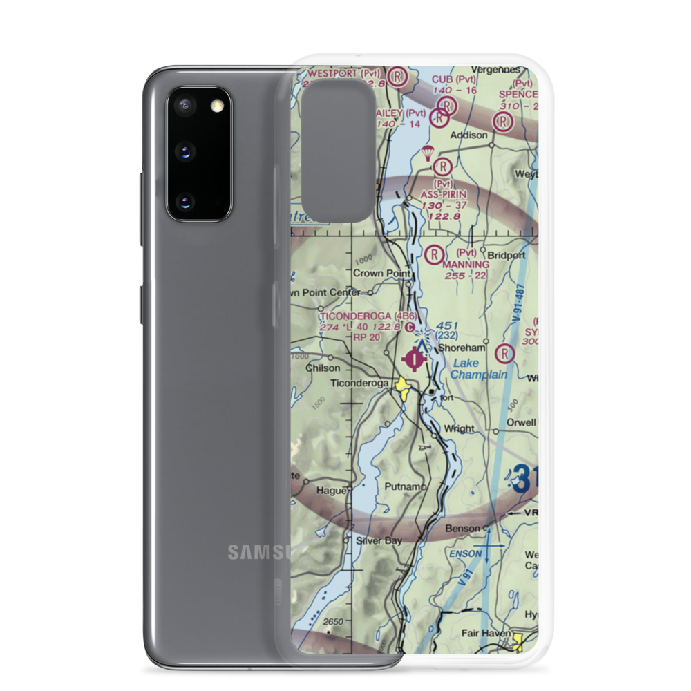 Ticonderoga Municipal Airport (4B6) VFR Sectional Samsung Case Samsung Galaxy S20 model shown