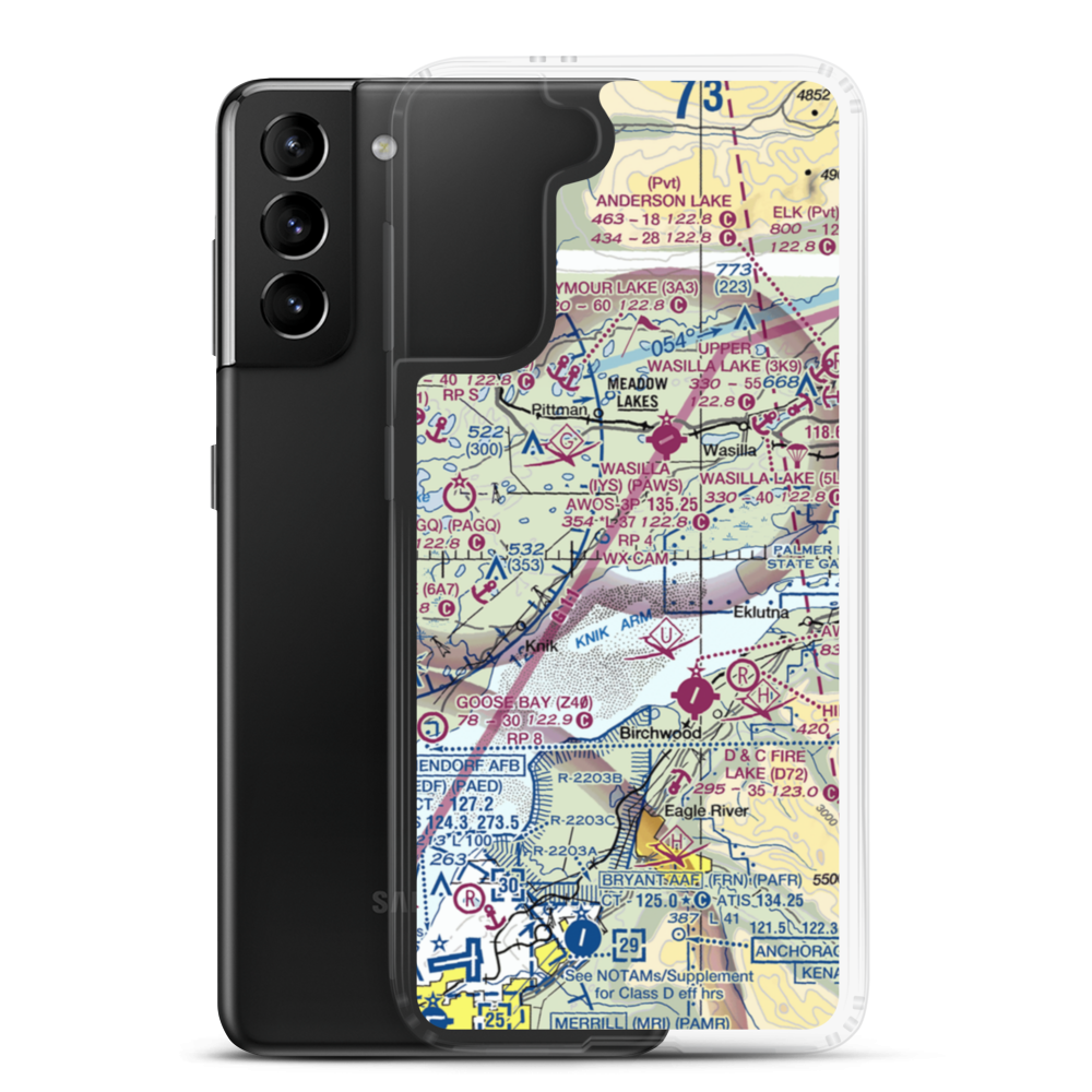 Tidewater Bluffs Airport (77AK) VFR Sectional Samsung Case Samsung Galaxy S21 Plus model shown