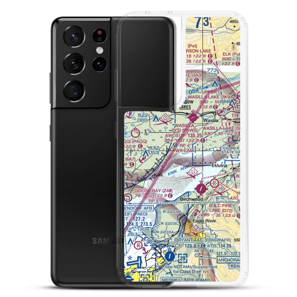 Tidewater Bluffs Airport (77AK) VFR Sectional Samsung Case Samsung Galaxy S21 Ultra model shown