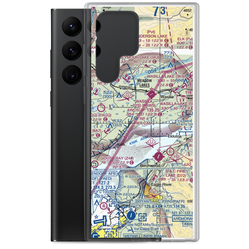 Tidewater Bluffs Airport (77AK) VFR Sectional Samsung Case Samsung Galaxy S22 Ultra model shown