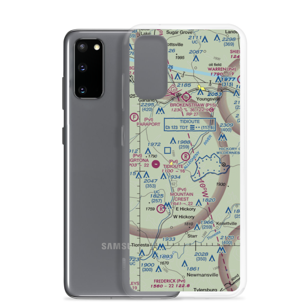 Tidioute Airport (PS61) VFR Sectional Samsung Case Samsung Galaxy S20 model shown