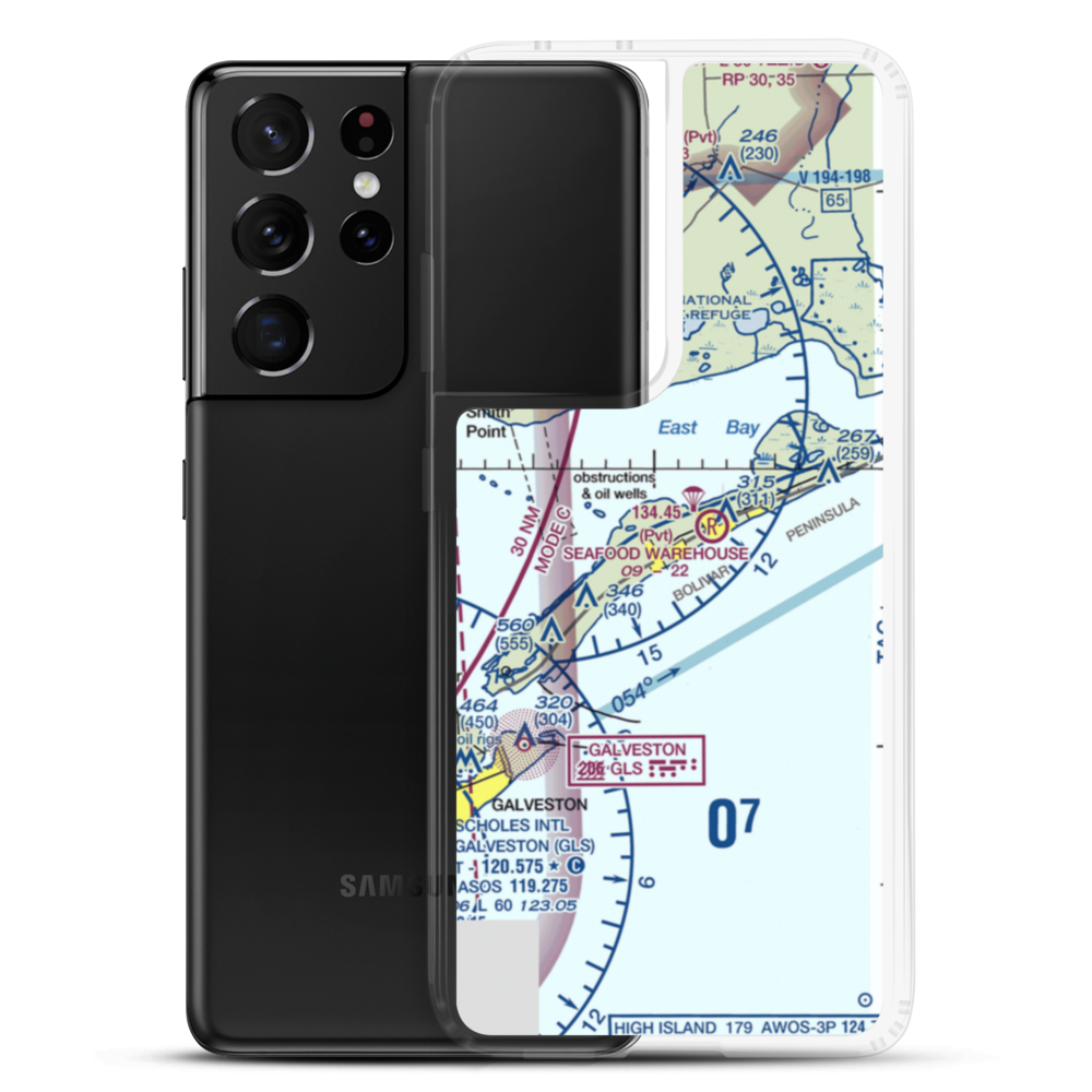 Tiki Island (US-0265) VFR Sectional Samsung Case Samsung Galaxy S21 Ultra model shown