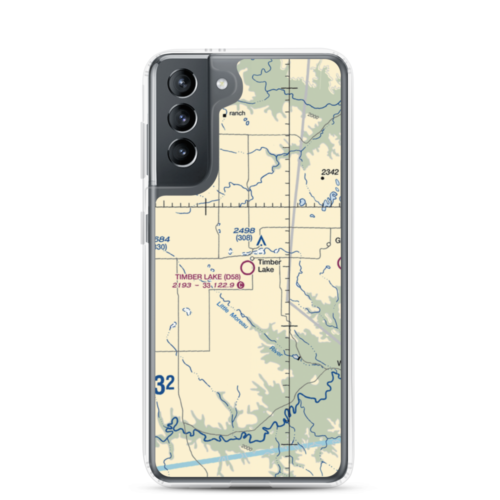 Timber Lake Municipal Airport (D58) VFR Sectional Samsung Case Samsung Galaxy S21 model shown