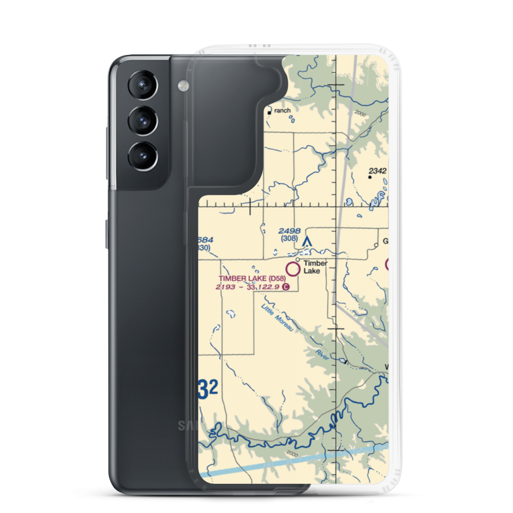 Timber Lake Municipal Airport (D58) VFR Sectional Samsung Case Samsung Galaxy S21 model shown