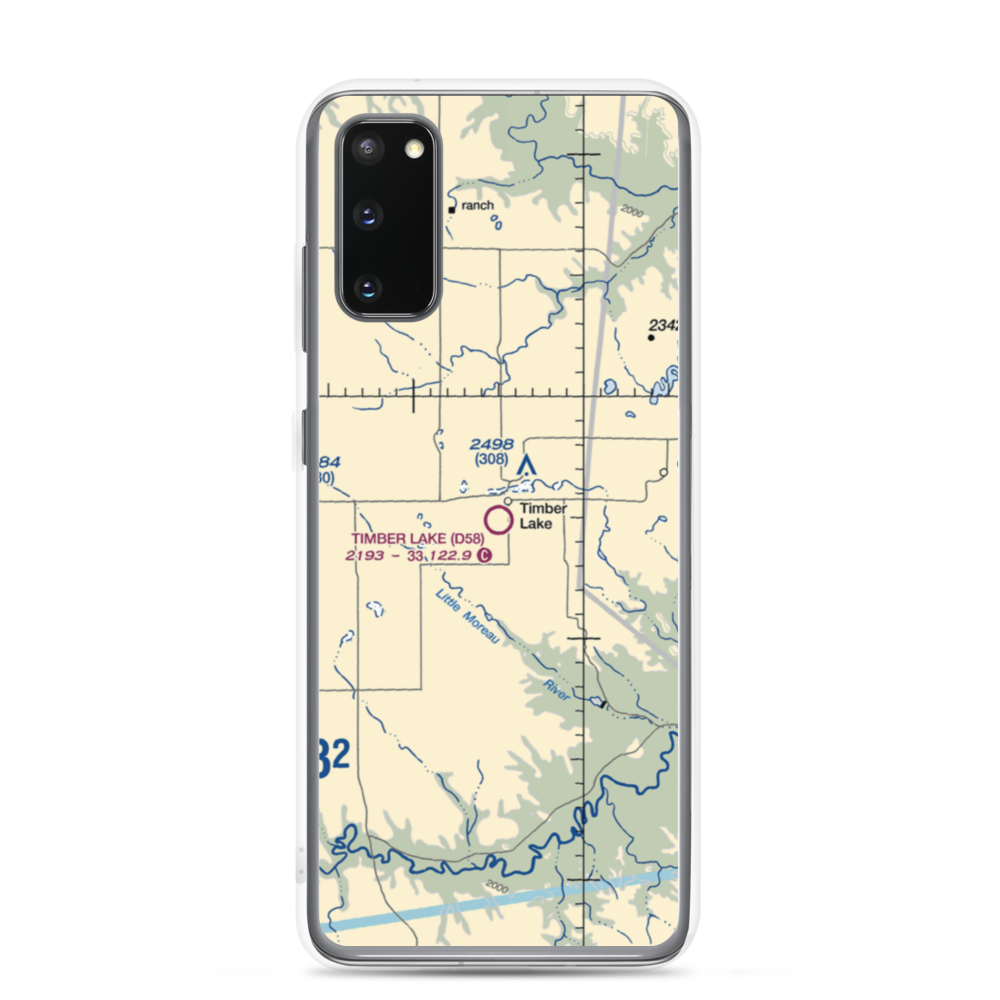 Timber Lake Municipal Airport (D58) VFR Sectional Samsung Case Samsung Galaxy S20 model shown