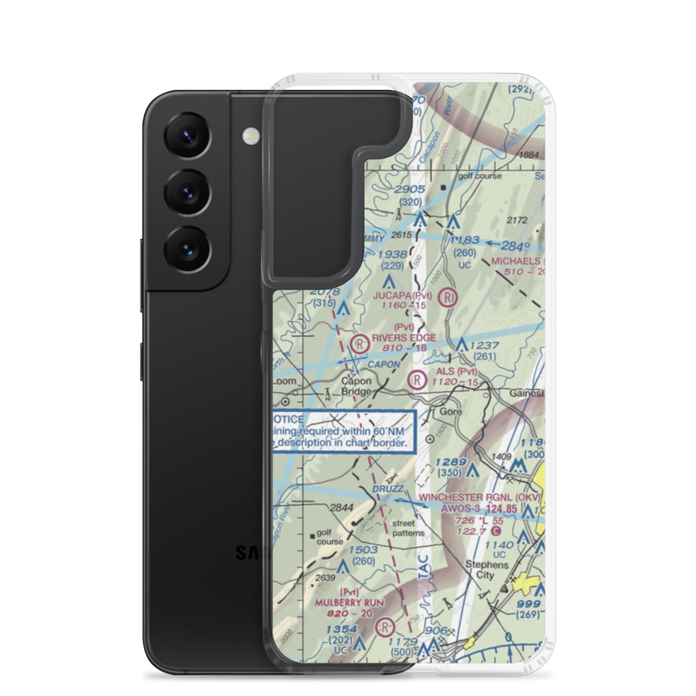 Timber Ridge Airpark (VA46) VFR Sectional Samsung Case Samsung Galaxy S22 model shown