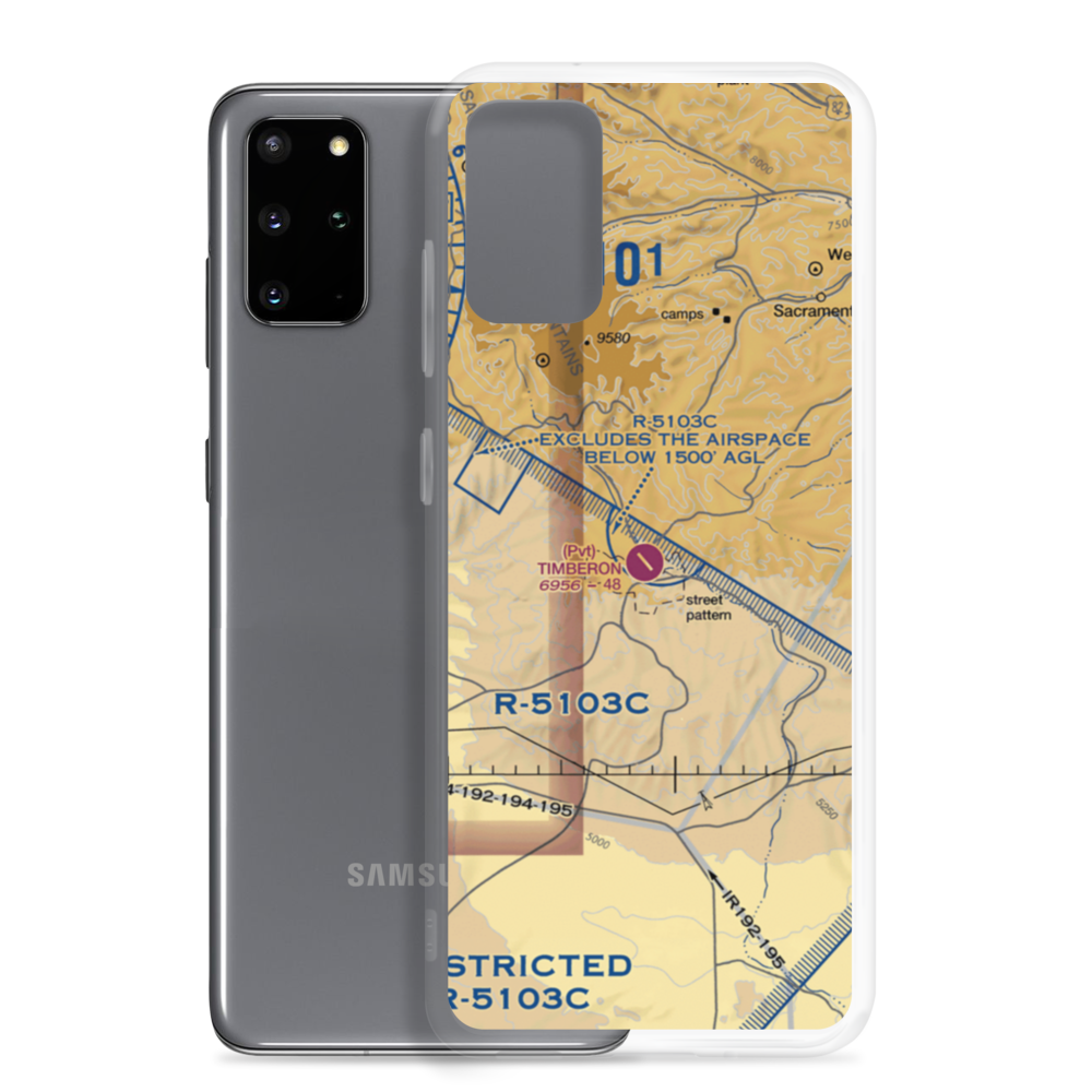 Timberon Airport (52NM) VFR Sectional Samsung Case Samsung Galaxy S20 Plus model shown