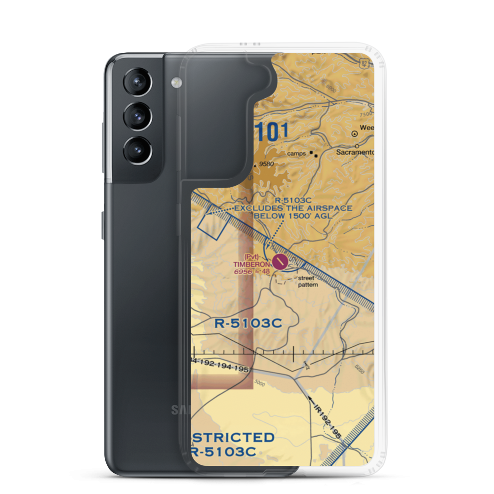 Timberon Airport (52NM) VFR Sectional Samsung Case Samsung Galaxy S21 model shown