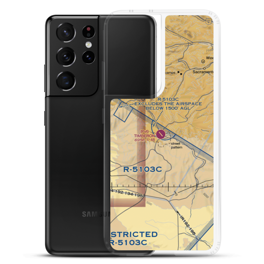 Timberon Airport (52NM) VFR Sectional Samsung Case Samsung Galaxy S21 Ultra model shown