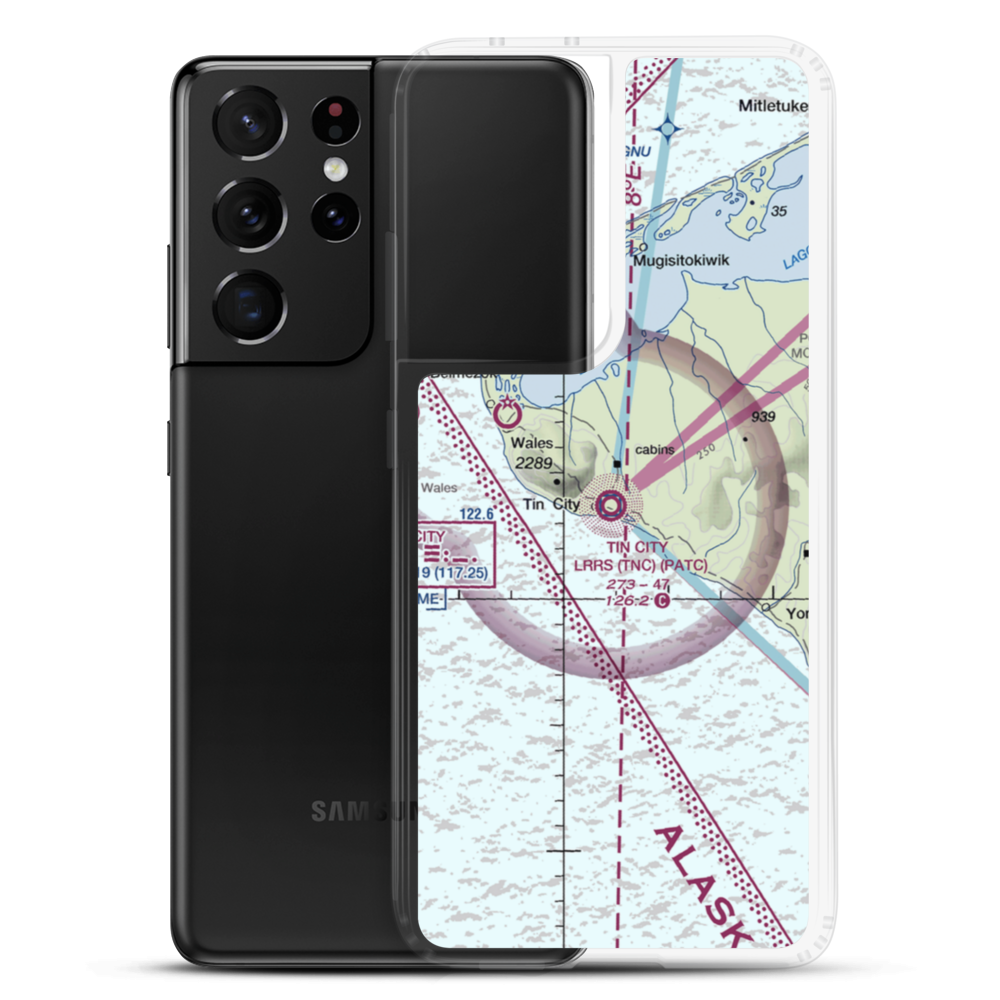 Tin City Long Range Radar Station Airport (TNC) VFR Sectional Samsung Case Samsung Galaxy S21 Ultra model shown