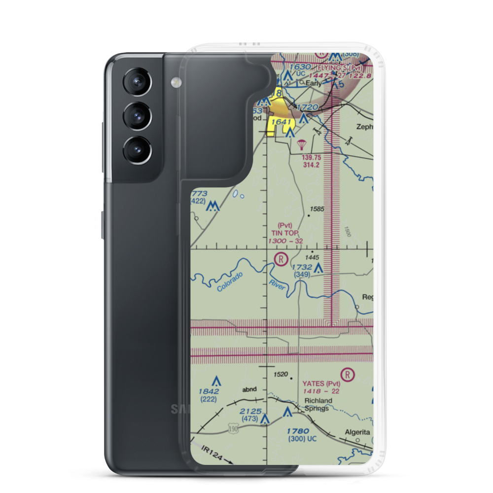 Tin Top Ranch Airport (3TA4) VFR Sectional Samsung Case Samsung Galaxy S21 model shown