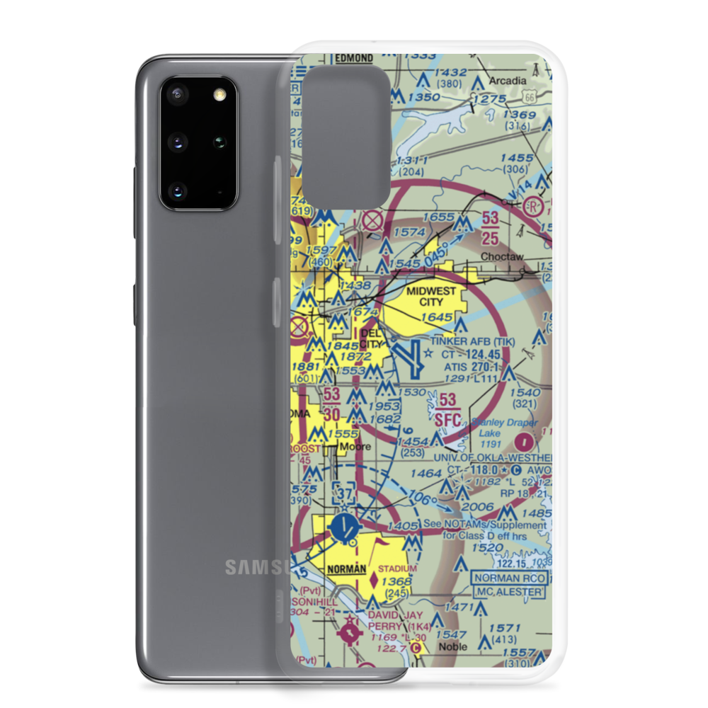 Tinker Air Force Base (TIK) VFR Sectional Samsung Case Samsung Galaxy S20 Plus model shown