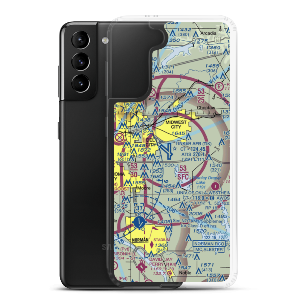 Tinker Air Force Base (TIK) VFR Sectional Samsung Case Samsung Galaxy S21 Plus model shown