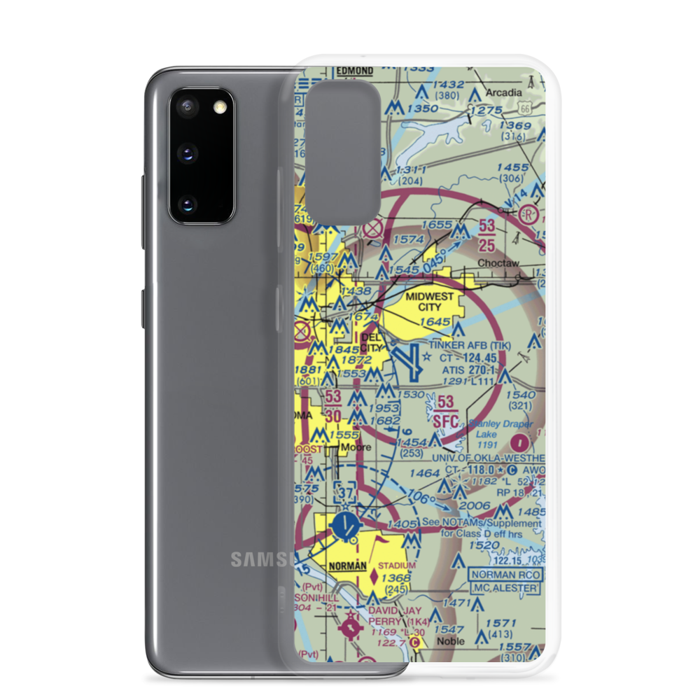 Tinker Air Force Base (TIK) VFR Sectional Samsung Case Samsung Galaxy S20 model shown