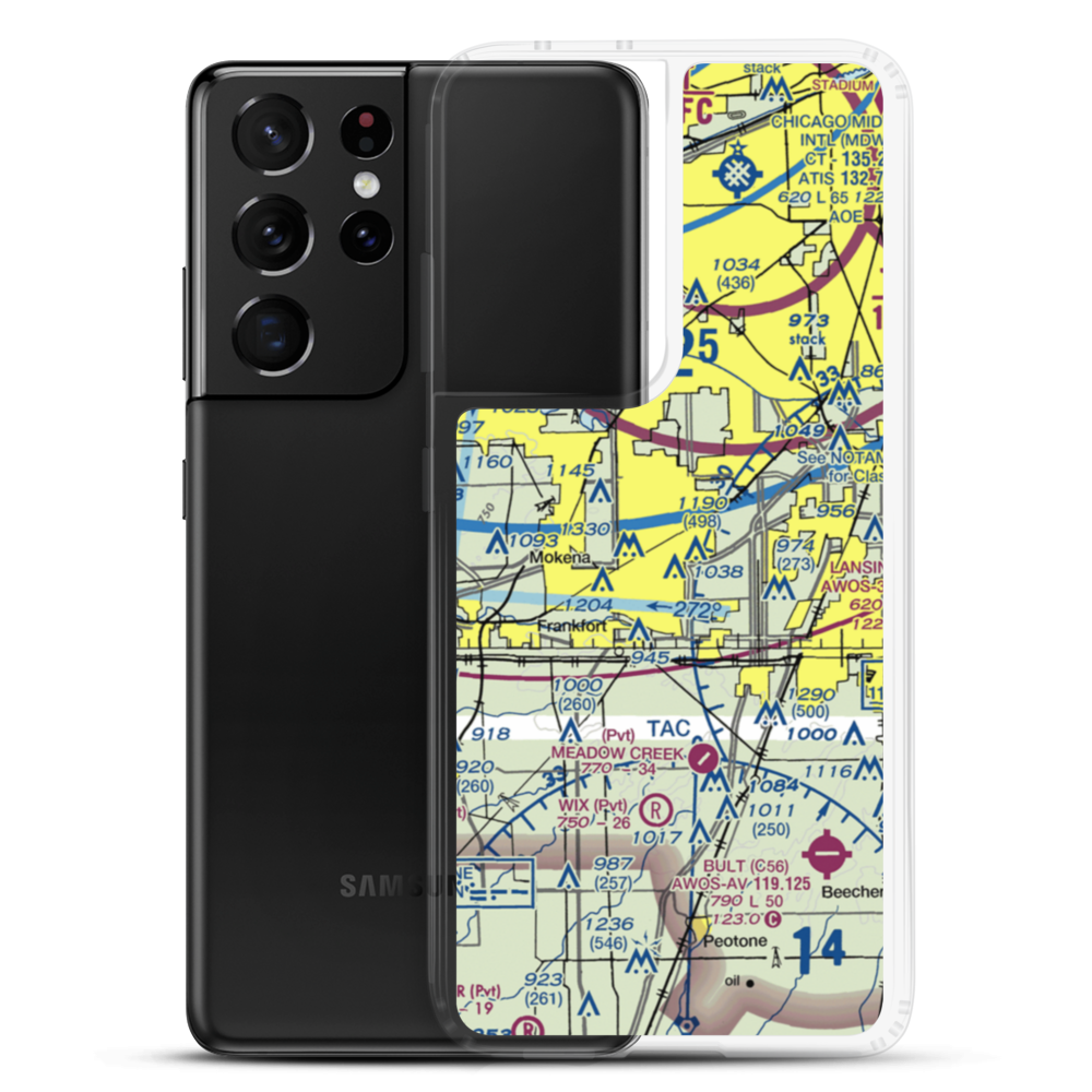 Tinley Park Helistop (TF8) VFR Sectional Samsung Case Samsung Galaxy S21 Ultra model shown