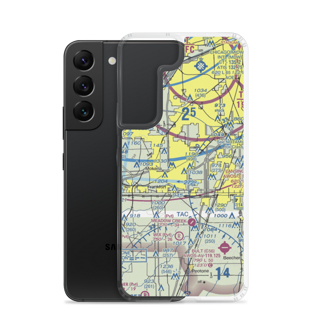 Tinley Park Helistop (TF8) VFR Sectional Samsung Case Samsung Galaxy S22 model shown