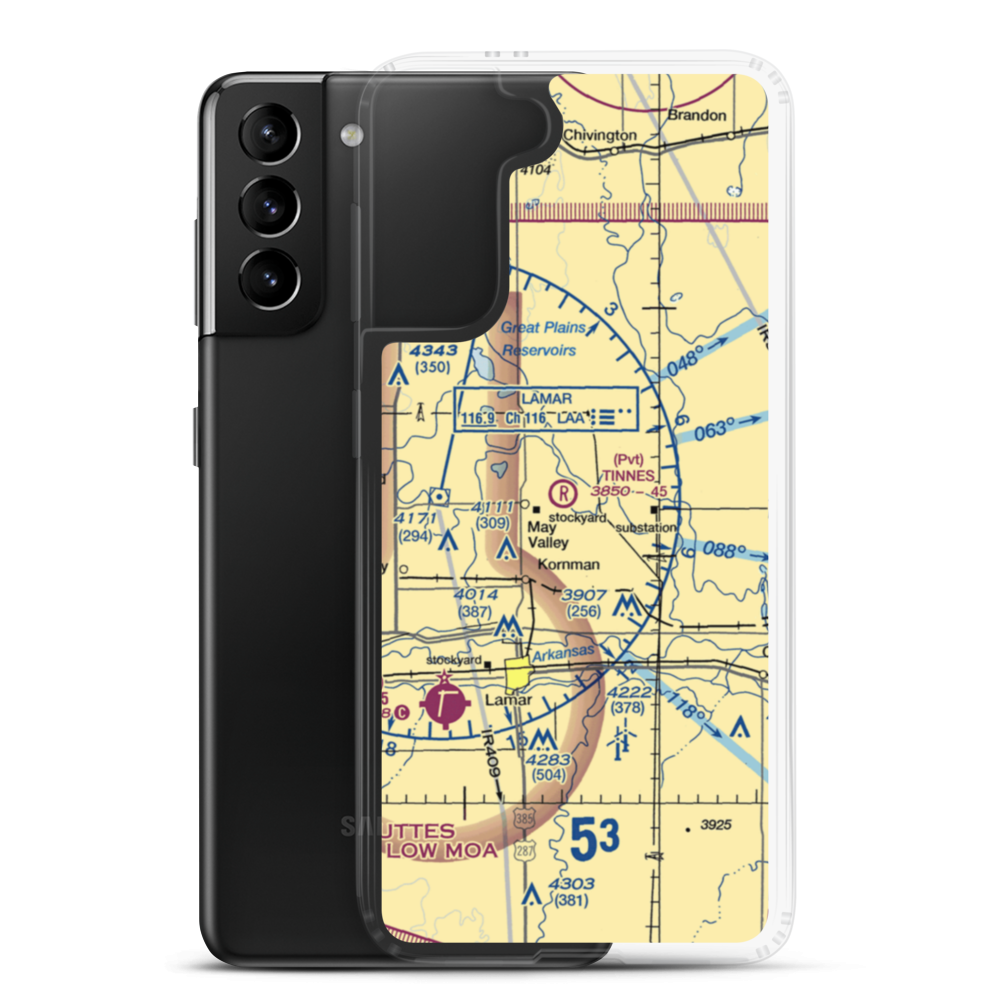 Tinnes Airport (CD03) VFR Sectional Samsung Case Samsung Galaxy S21 Plus model shown